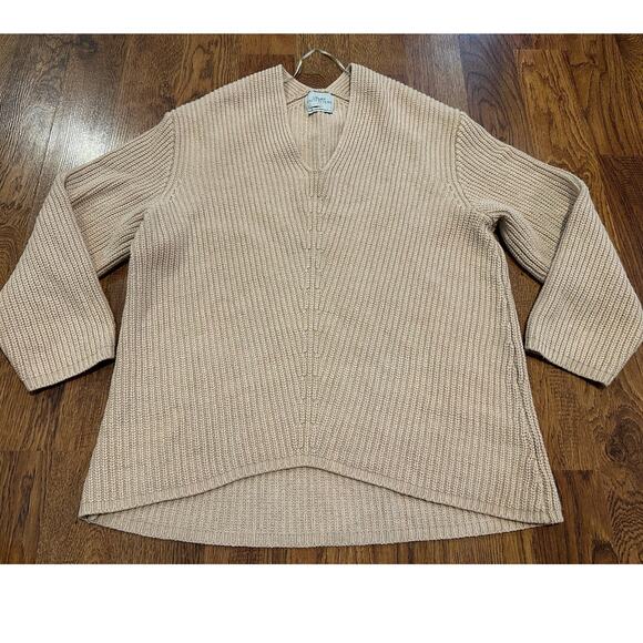 Urban Outfitters Women’s Oversized V-Neck Chunky Knit Sweater Beige Size XS Cozy - Picture 1 of 6